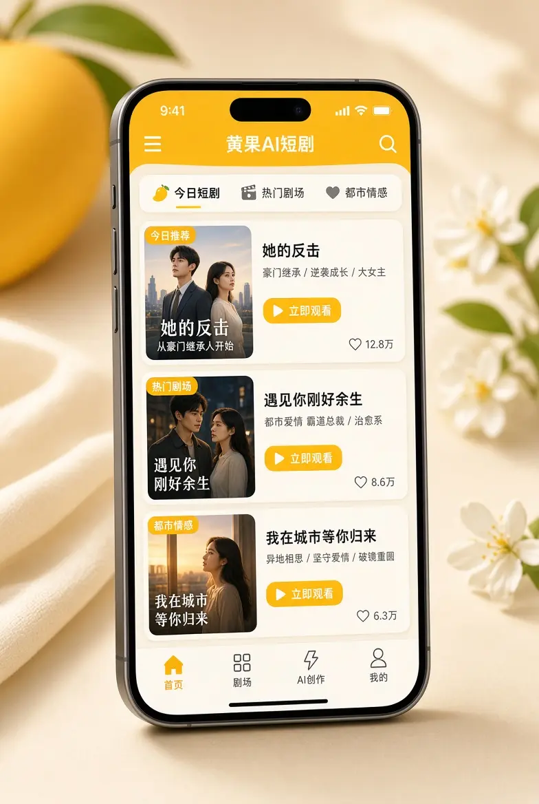 黄果AI短剧移动阅读展示